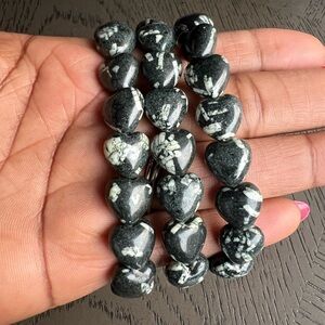 (ONE) Seaweed Jasper heart bracelet SIZE 6.5’